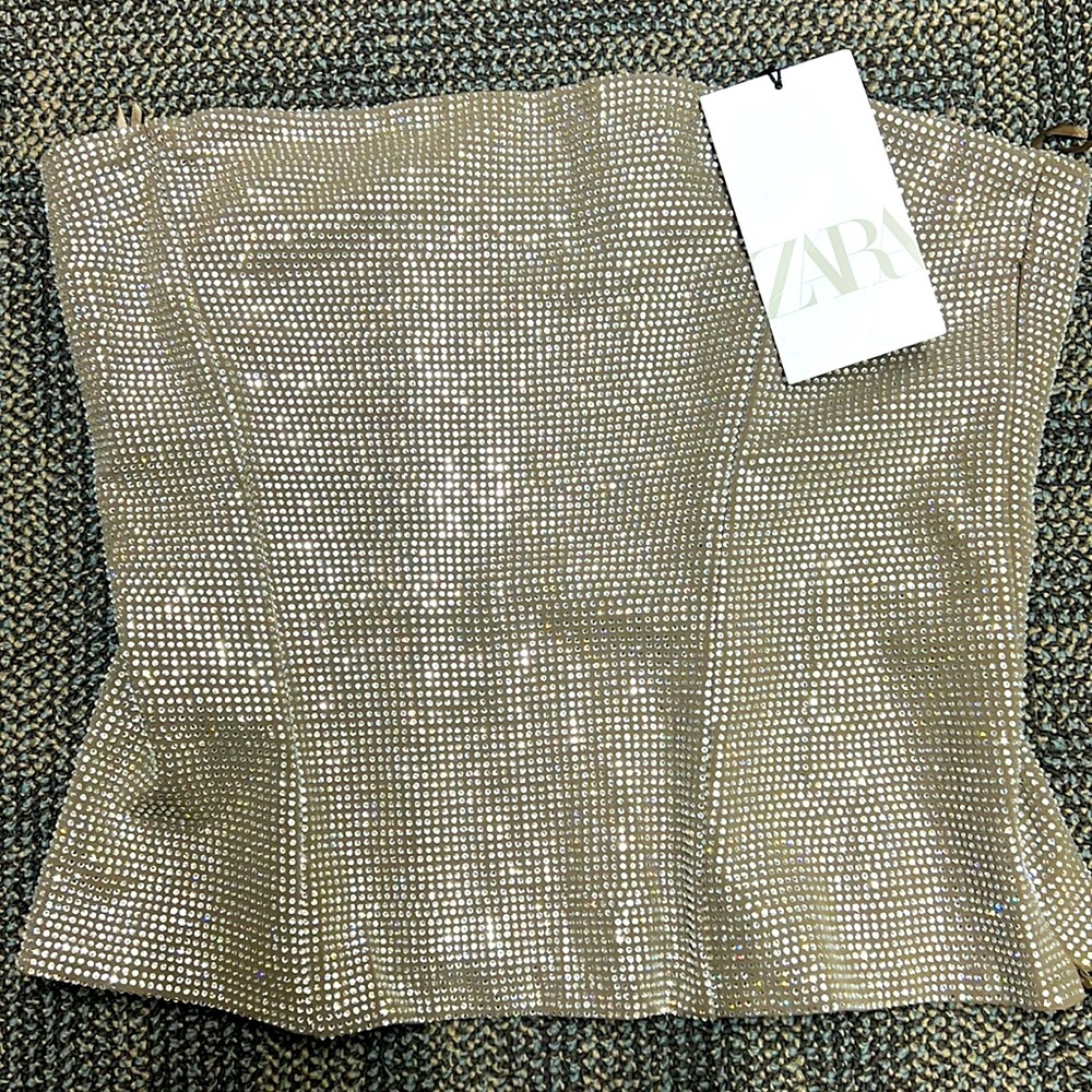 Zara rhinestone strapless corset top